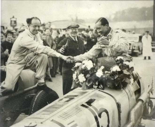 Lot 55 - Prince Bira after win at Brooklands