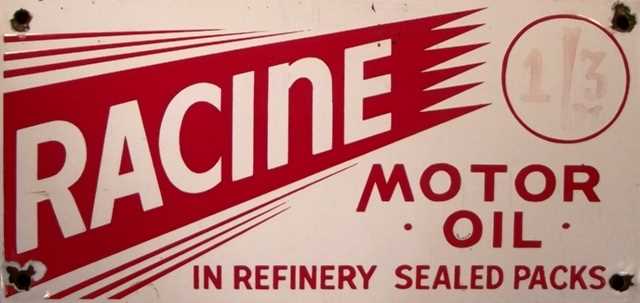 Lot 20 - Racine motor oil enamel sign