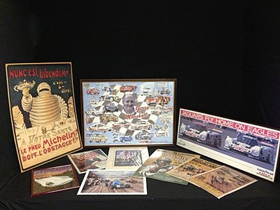 Lot 003 - Ten prints and tin sign