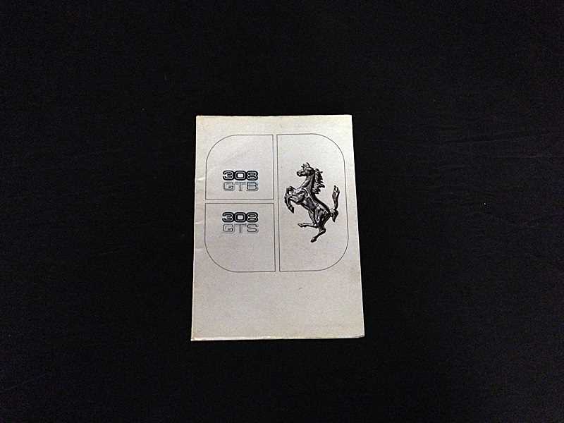 Lot 37 - Ferrari 308GTS instruction book
