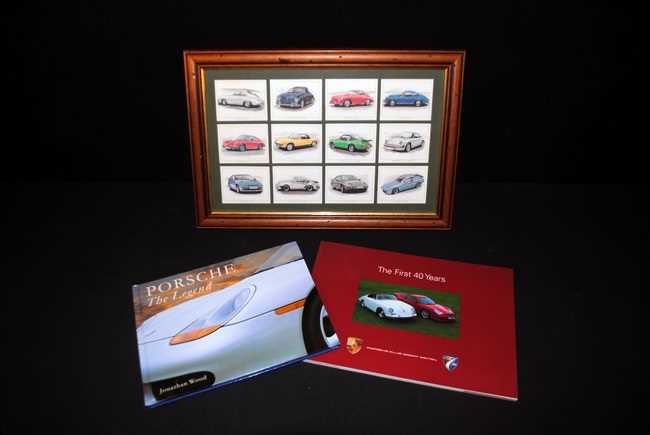 Lot 69 - Porche books and cards frame