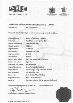 Lot 194 - 1966 Jaguar E-Type Series I Fixedhead Coupé (4.2 litre)