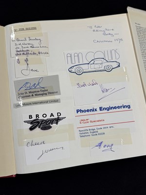 Lot Important historical multi signed Jaguar Sportscar book by key Jaguar people from 1970 to 1980 including Sir William Lyons