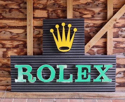 Lot Illuminated Rolex showroom sign