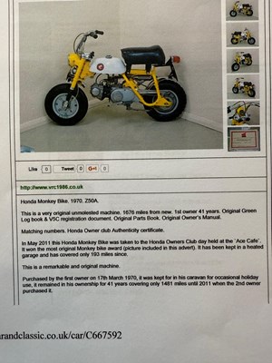 Lot 181 - 1970 Honda Z50A Monkey Bike