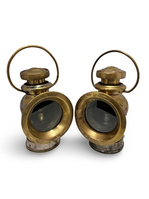 Lot 10 - A Pair of Lucas "King of the Road" Brass Lucas 720-Series Side Lamps