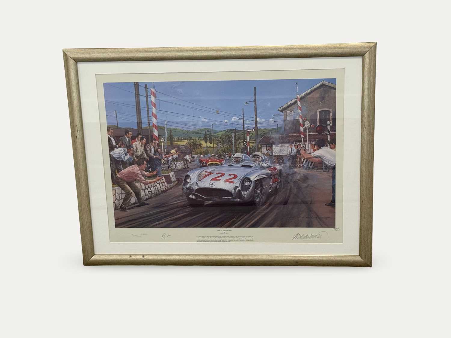 Lot Framed Motorsport Print Depicting a 300SLR Mercedes-Benz Race Car
