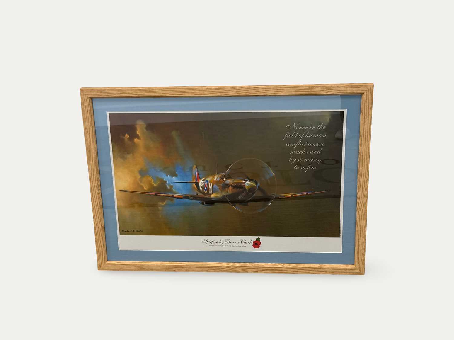 Lot Framed Barrie A.F. Clark “Spitfire” Aviation Print