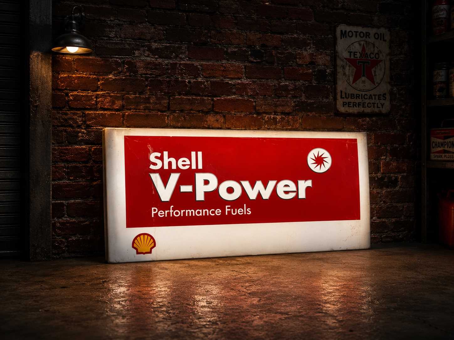 Lot Original illuminated Shell forecourt sign