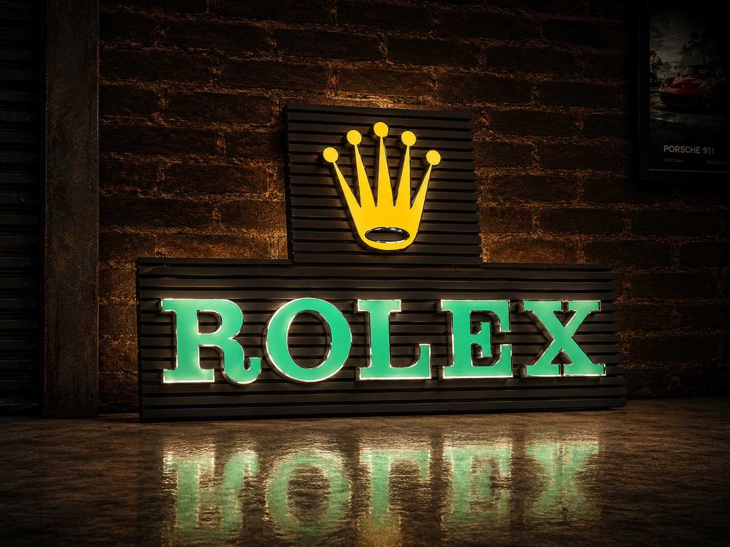 Lot Illuminated Rolex showroom sign