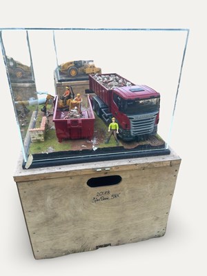 Lot 105 - Bruder Toy Scania Tipping Container Truck with Spare Container