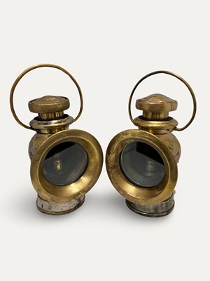 Lot A pair of Lucas " King of the Road " Brass Lucas 720-Series Side Lamps