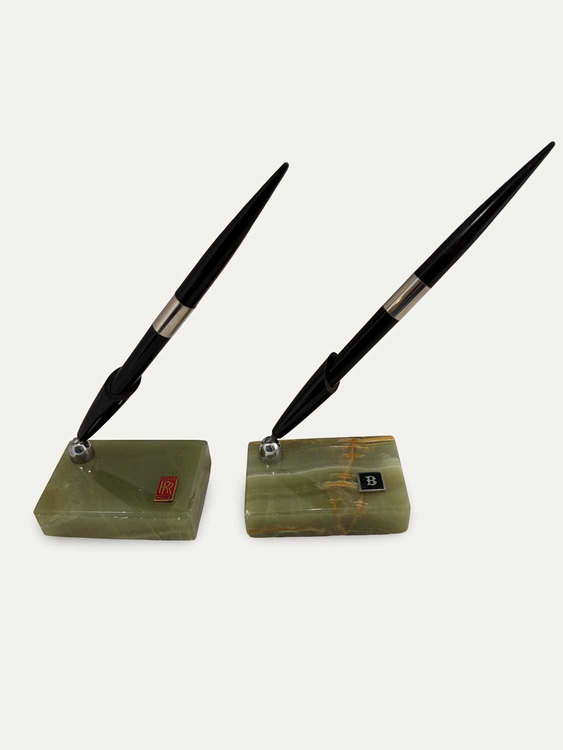 Lot 61 - Bentley and Rolls-Royce Onyx Desk Top Pen Sets