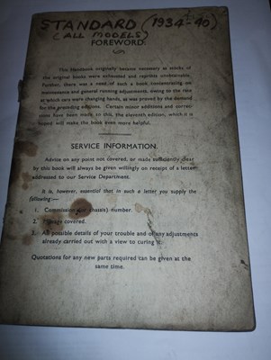 Standard 1934 Service Info Offered Without Reserve