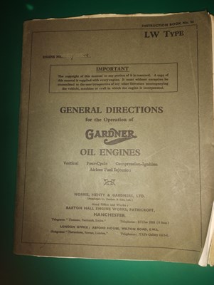 Lot 38 - Gardner Oil Engine Instruction Book No. 56