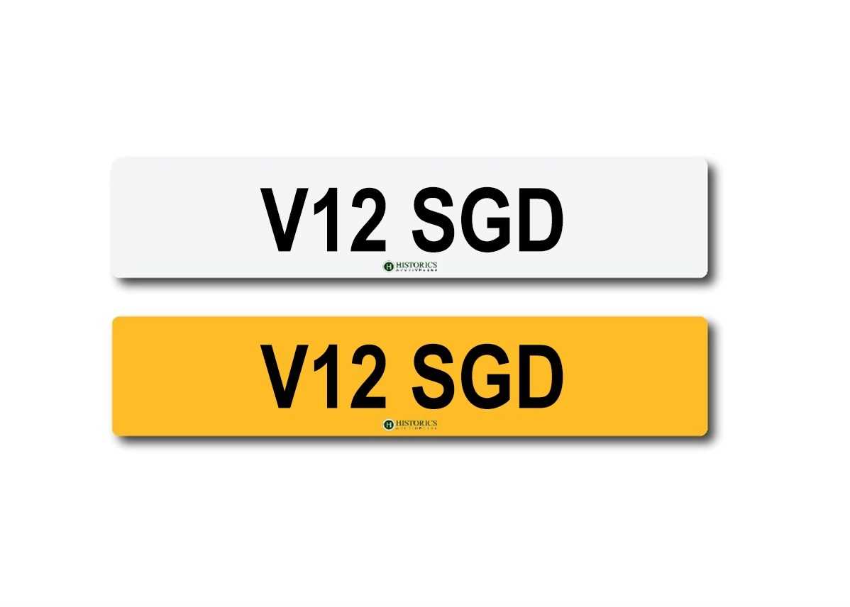 Lot 104 - Number Plate V12 SGD