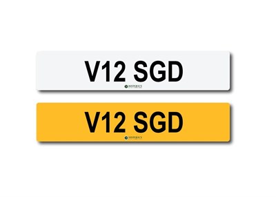 Lot 104 - Number Plate V12 SGD